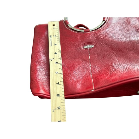 Cuoieria Fiorentina Red Leather Satchel Bag Round Handle Stylish Tote with strap - Picture 9 of 13